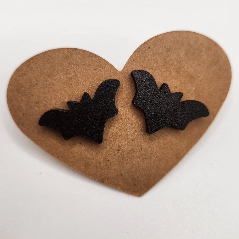 Bat Wooden Earrings 🦇